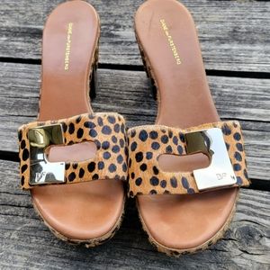 Diane Von Furstenberg Leopard Print Calf Hair Platform Sandals - Size 9
